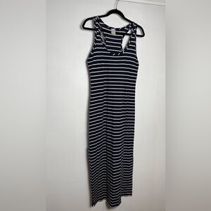 Merona Women Navy White Striped Racerback Maxi Dress Size Small Casual
